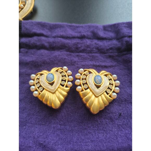 Elizabeth Taylor for Avon Heart of Hollywood Brooch & Earrings Set Vintage - Picture 6 of 7
